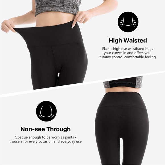 Women's Black High-Waisted Leggings 1 pair - Picture 3 of 6